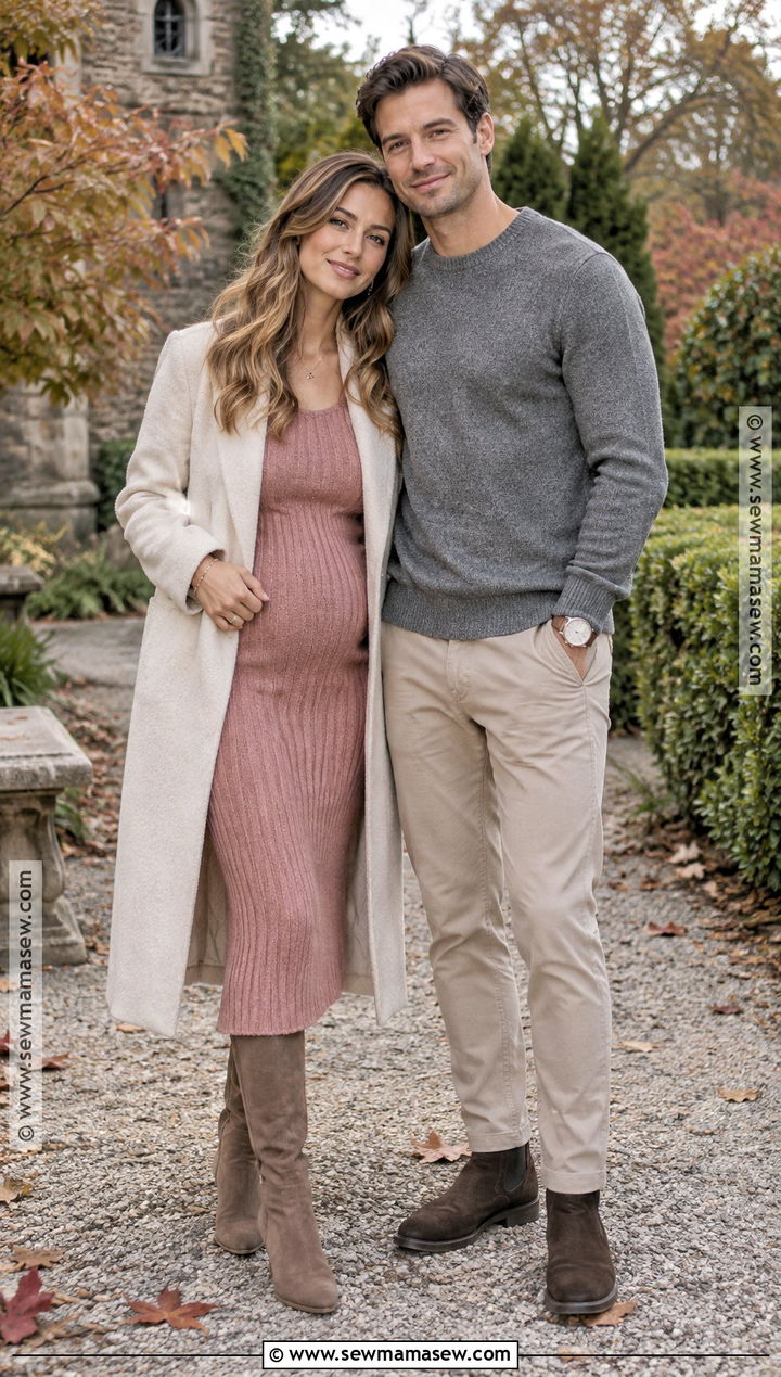 Dusty Rose Knit Dress With Tall Boots - 15 engagement photos outfits fall dresses
