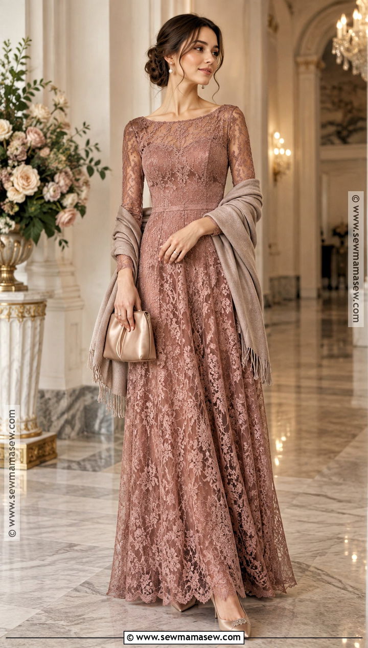 Dusty Rose Lace Fall Ball Dress - 20 Fall Ball Dresses