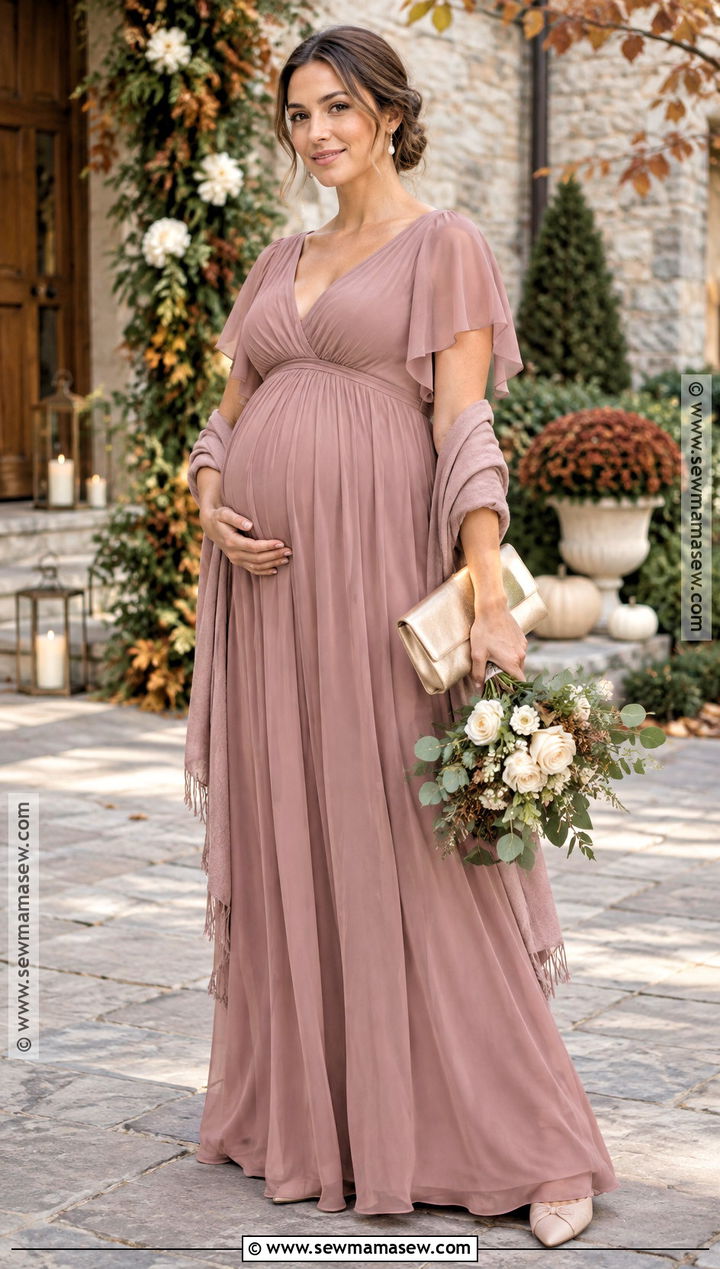 Dusty Rose Maternity Bridesmaid Dress - 15 Fall Pink Wedding Bridesmaid Dresses