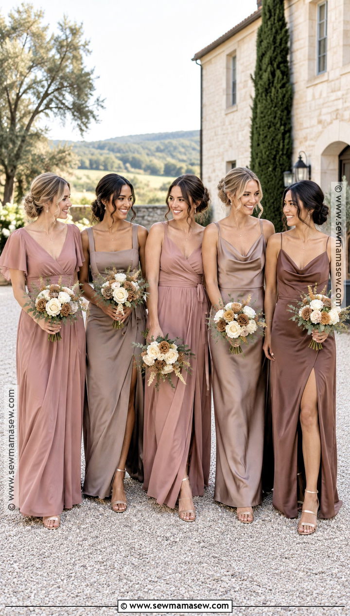 Dusty Rose Taupe And Mocha Bridesmaid Dresses - 15 Mix And Match Bridesmaid Dresses Fall Color Palettes
