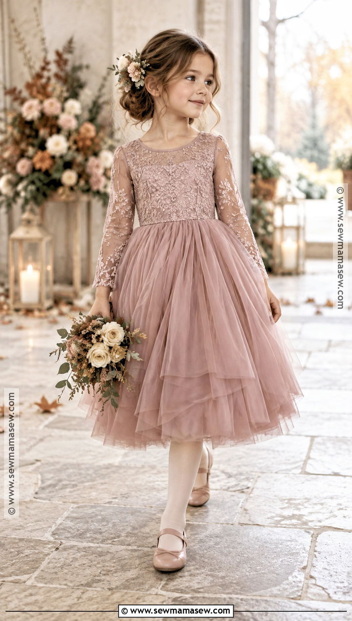 Dusty Rose Tulle Flower Girl Dress - 15 November Flower Girl Dresses