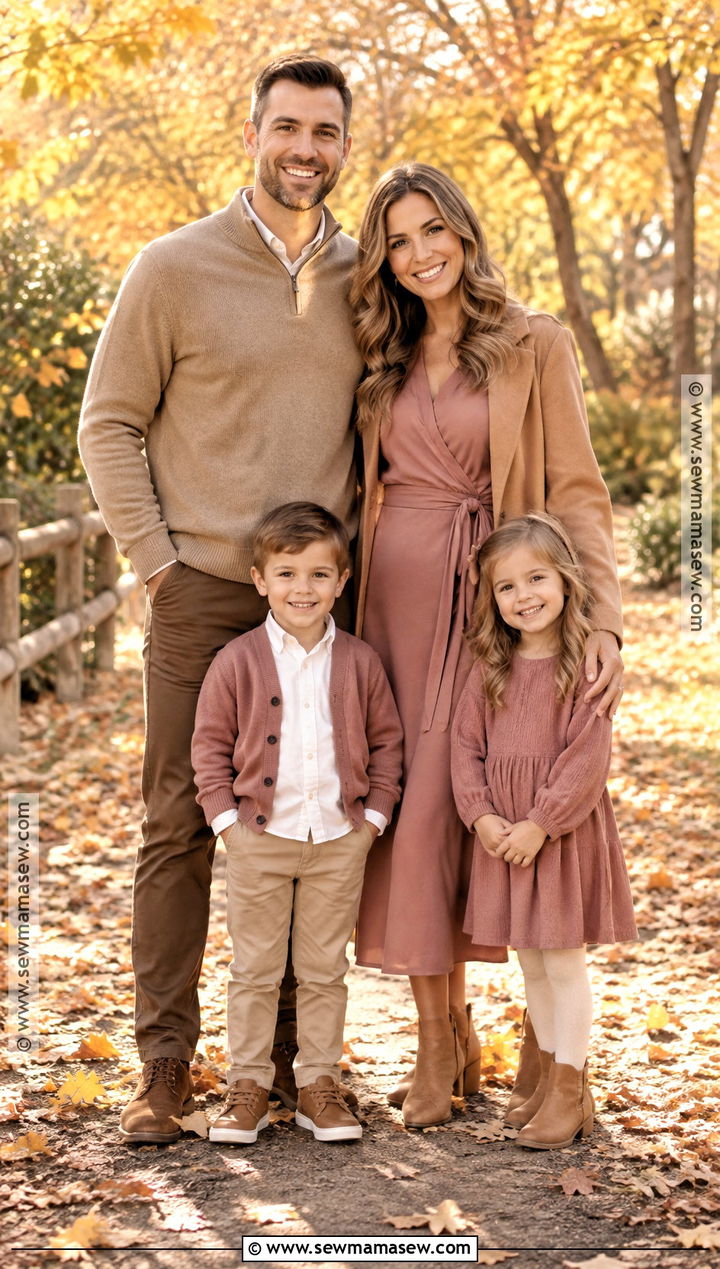 Dusty Rose and Camel Fall Family Photo Outfits - 15 pink family photo outfits fall