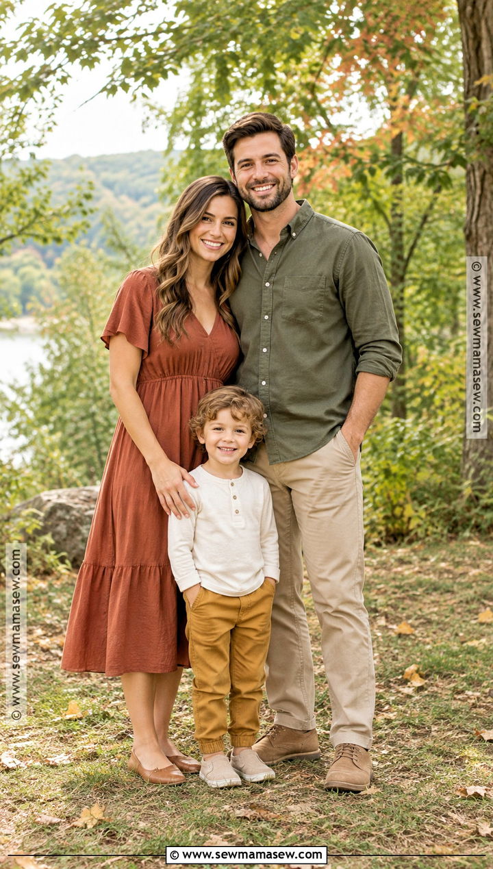 Early Fall Lightweight Family of 3 Photo Outfit - 20 family of 3 fall photo outfits