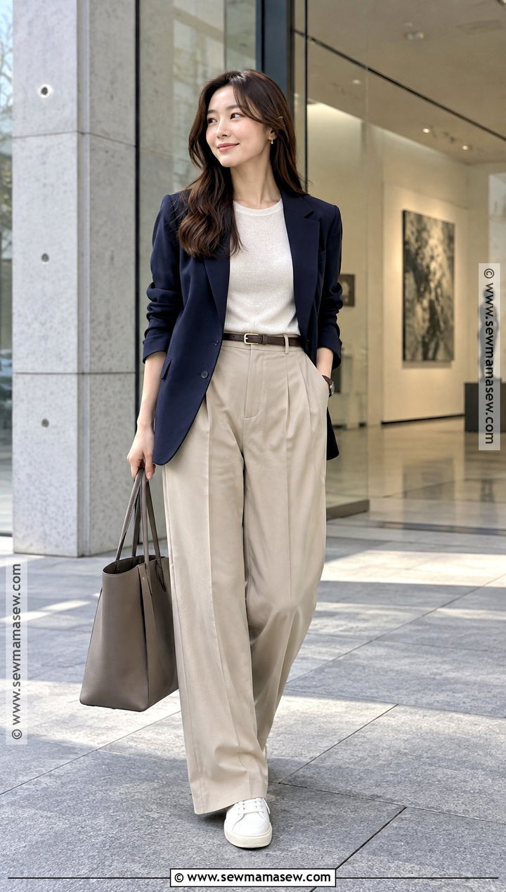 Early November Blazer And Wide Leg Pants Outfit - 20 japan in november outfit ideas