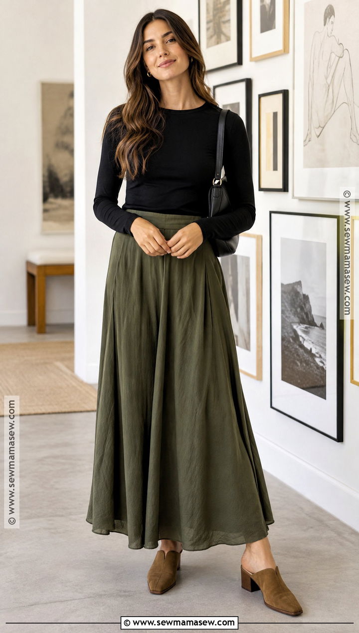 Early September Long Sleeve Tee and Maxi Skirt Outfit - 25 early september outfits