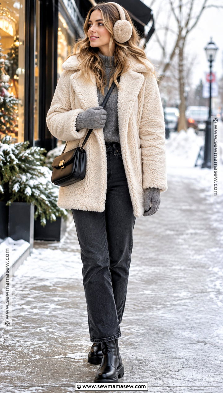 Earmuffs With Teddy Coat Outfit - 15 cozy accessories for fall and winter