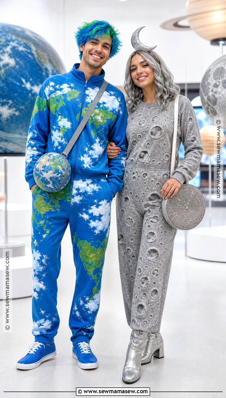 Earth And Moon Couple Solar System Costume - 30 Solar System Costume Ideas