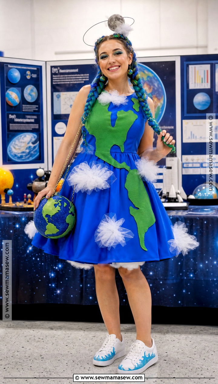 Earth Solar System Costume With Moon Headband - 30 Solar System Costume Ideas
