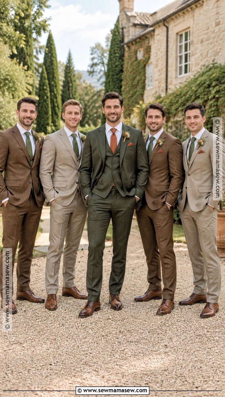 Earth Tone Groom And Groomsmen Suits - 15 september wedding groomsmen groom attire ideas