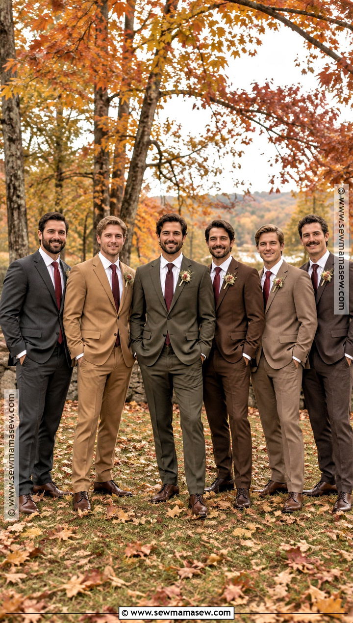 Earth Tone Mismatched Groomsmen Attire - 15 groomsmen attire rustic fall ideas