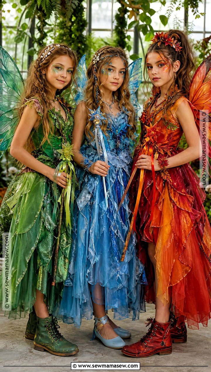 Earth Water And Fire Fairy Costume - 30 3 girls halloween costumes