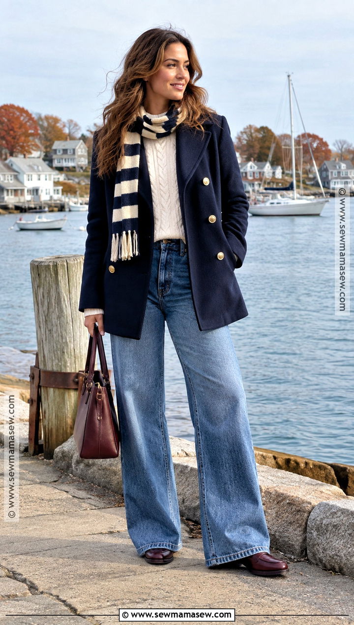 East Coast Fall Peacoat And Jeans Outfit - 25 east coast fall outfits