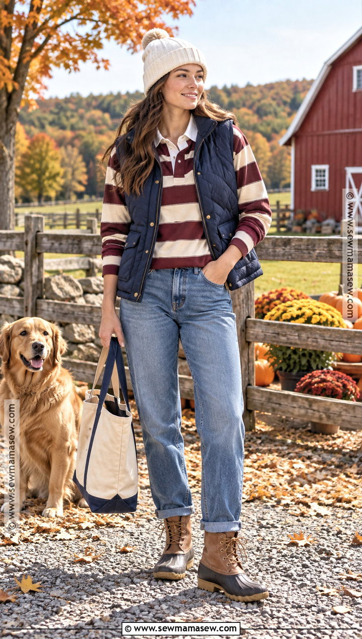 East Coast Fall Puffer Vest And Rugby Shirt Outfit - 25 east coast fall outfits
