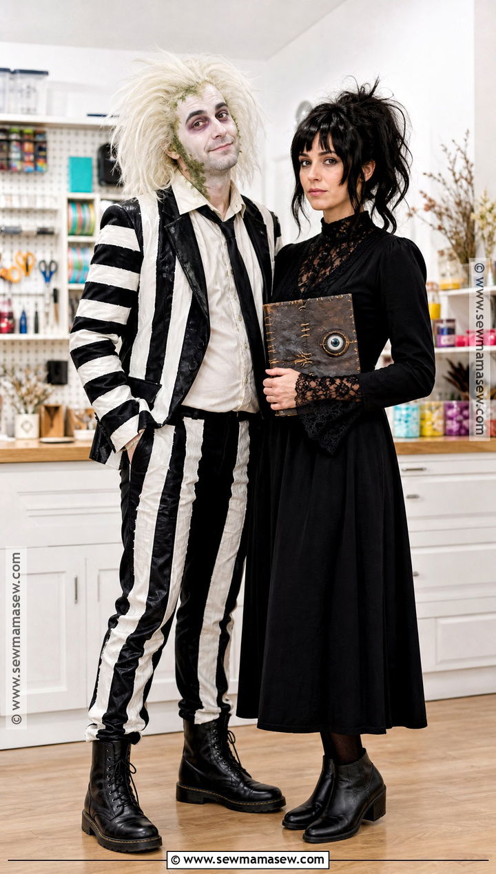 Easy DIY Beetlejuice And Lydia Costume - 30 beetlejuice couple costume ideas