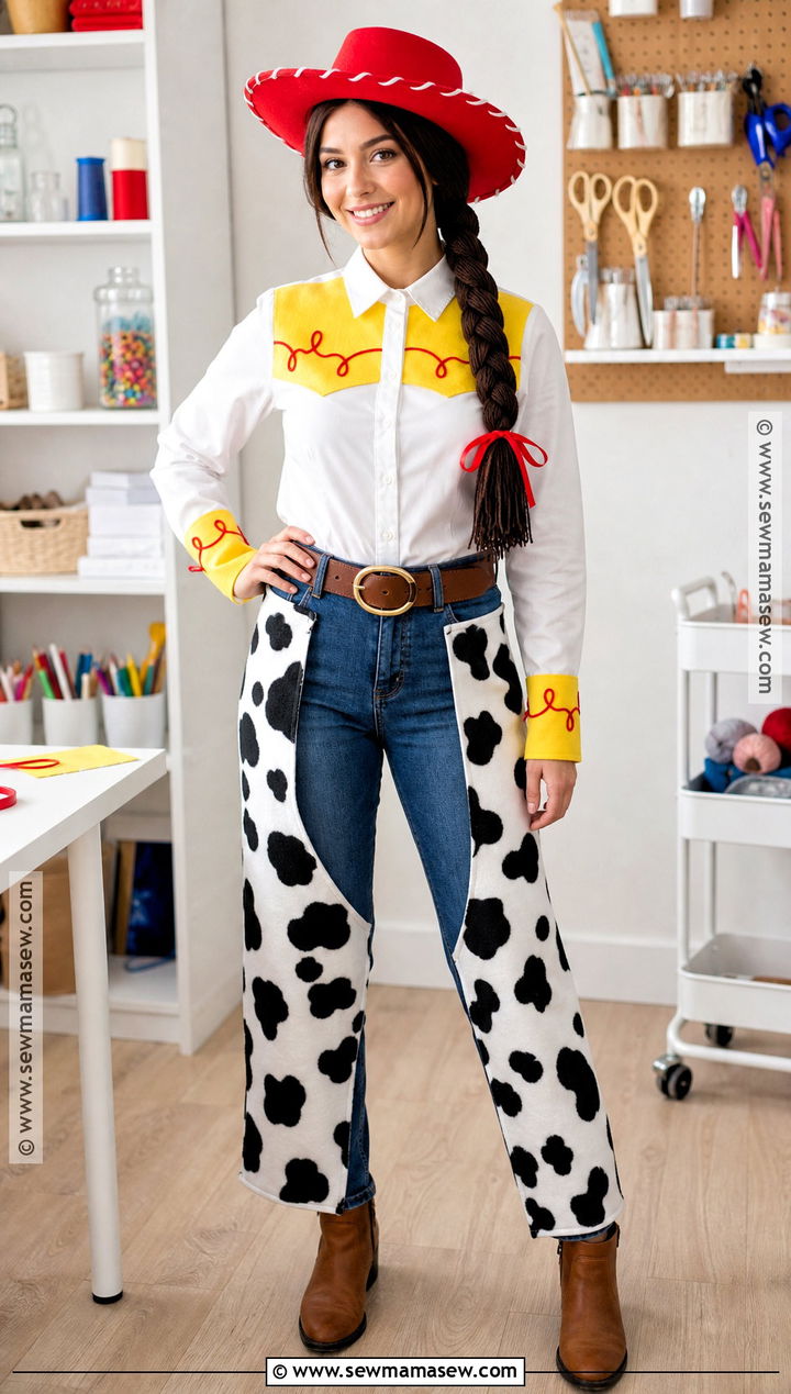 Easy DIY Jessie Costume With Felt Details - 30 jessie toy story halloween costume ideas