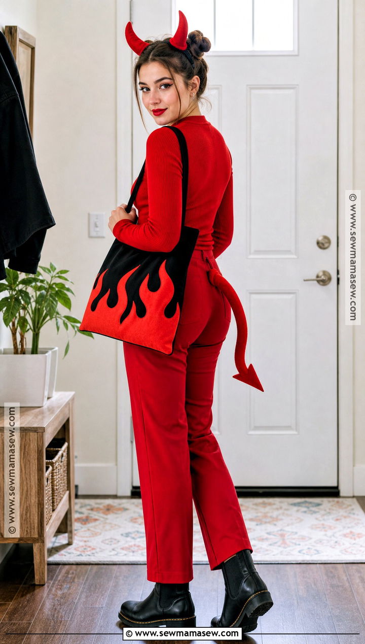 Easy DIY Red Devil Costume With Red Pants - 30 Red Devil Halloween Costume Ideas