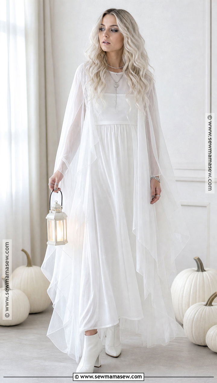 Easy Ghost Costume With White Layers - 50 halloween costume ideas