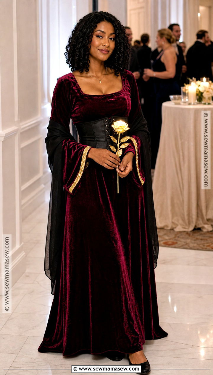 Easy Mother Gothel Costume With A Velvet Maxi Dress - 40 mother gothel costume ideas