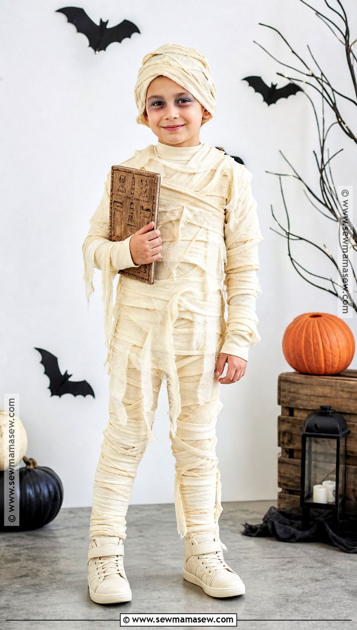 Easy Mummy Costume With Fabric Strips - 45 kids halloween costumes