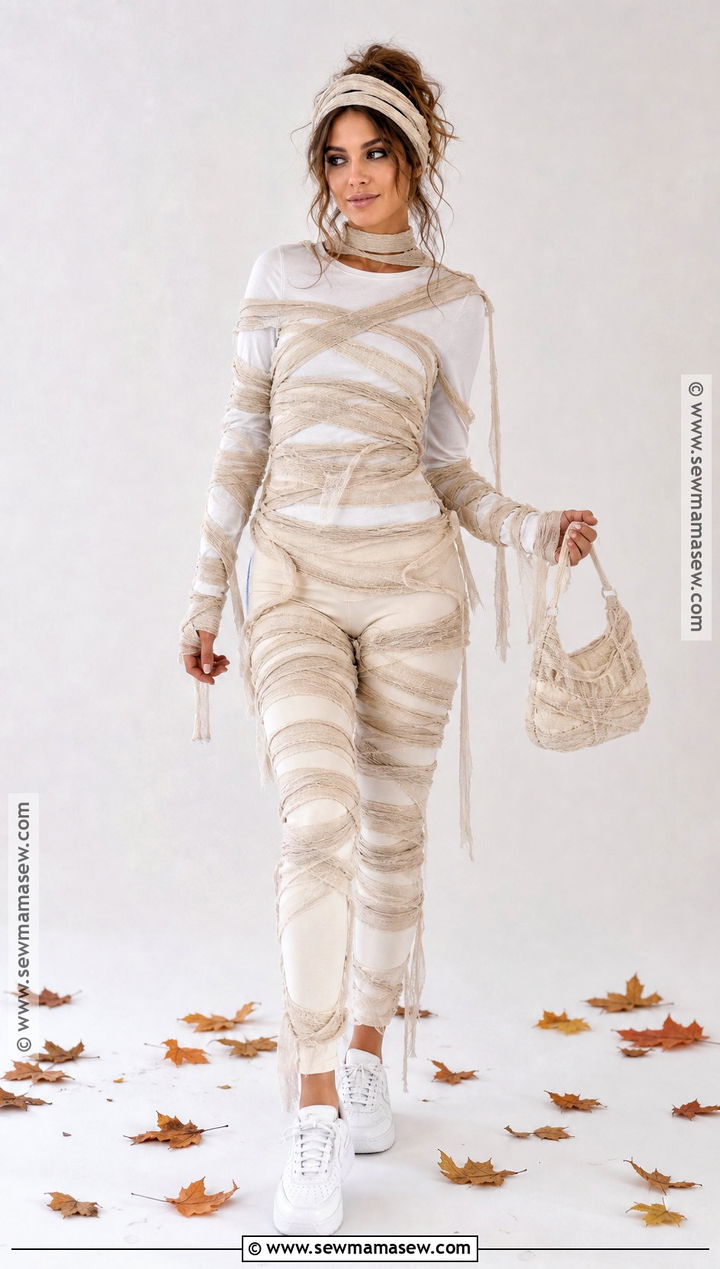 Easy Mummy Costume With White Layers - 50 easy halloween costumes for women