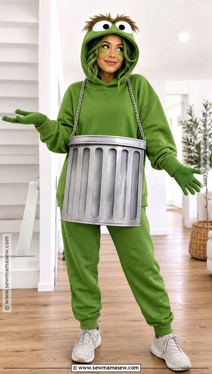 Easy Oscar The Grouch Costume With Green Hoodie - 30 Oscar The Grouch Costume Ideas