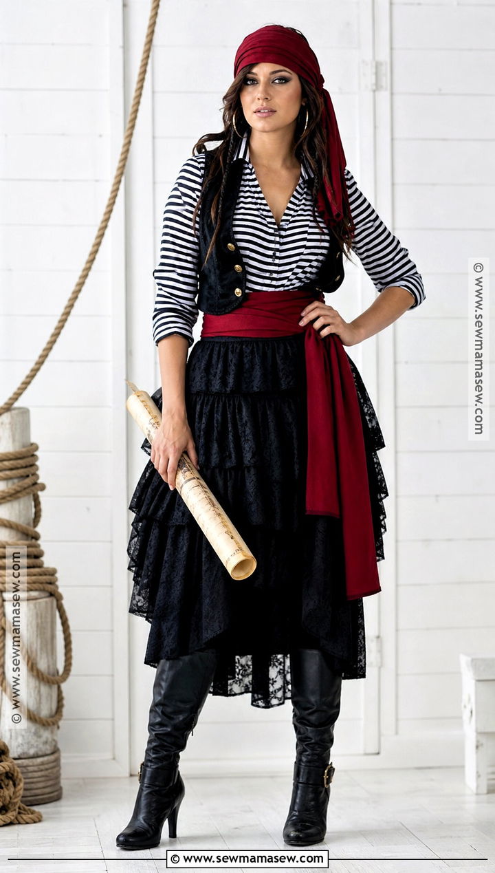Easy Pirate Costume With Striped Shirt - 50 easy halloween costumes for women