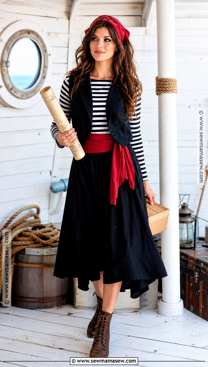 Easy Pirate Costume With Striped Shirt - 35 Halloween Costumes Women Easy