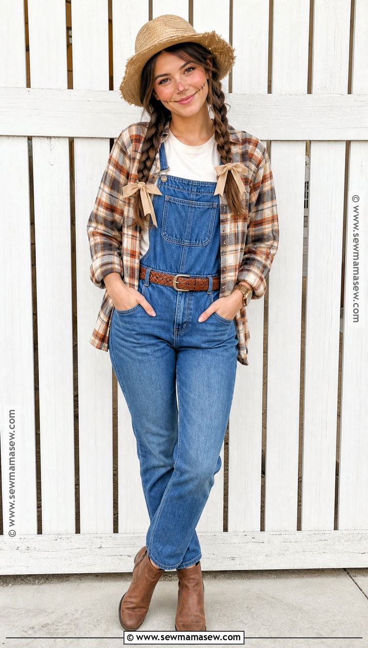 Easy Scarecrow Outfit With Flannel - 30 Easy Halloween Outfits for Women