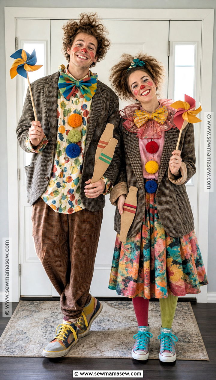 Easy Thrift Store Clown Couple Costume - 30 clown couple costume ideas