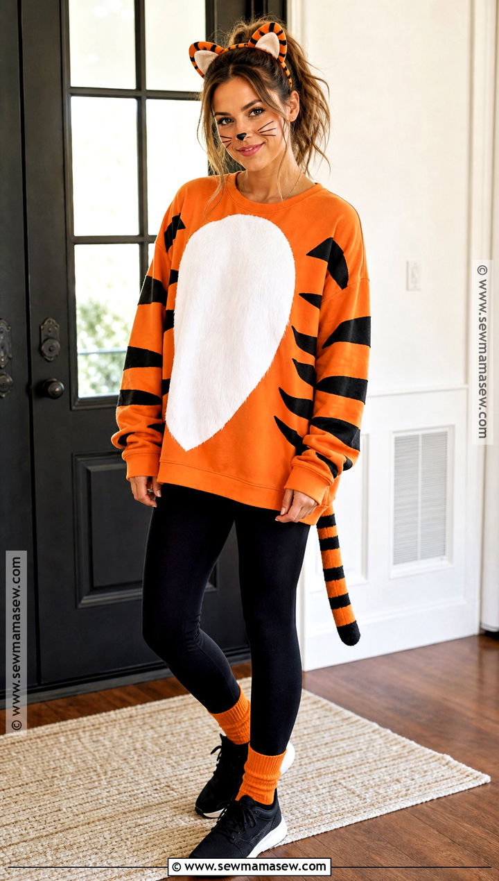 Easy Tiger Costume With Black Leggings - 30 tiger halloween costume ideas for women