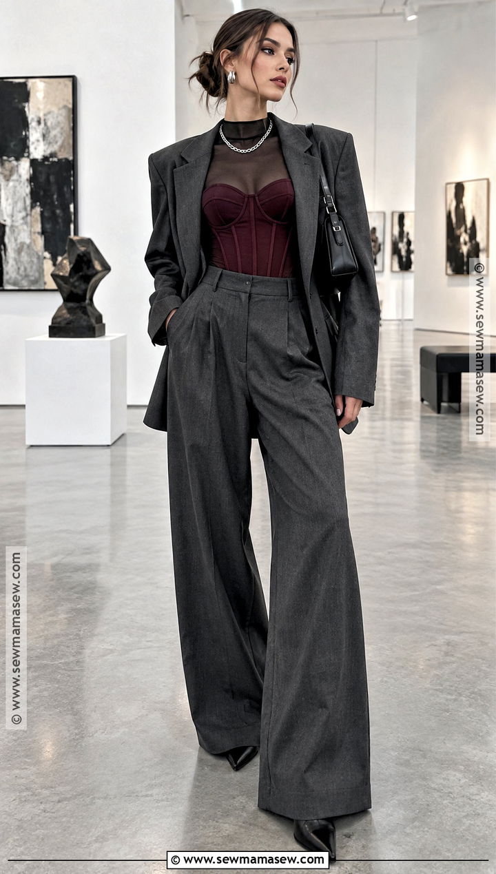 Edgy Fall Corset Top And Oversized Blazer Outfit - 15 Edgy Fall Fashion Ideas 2026