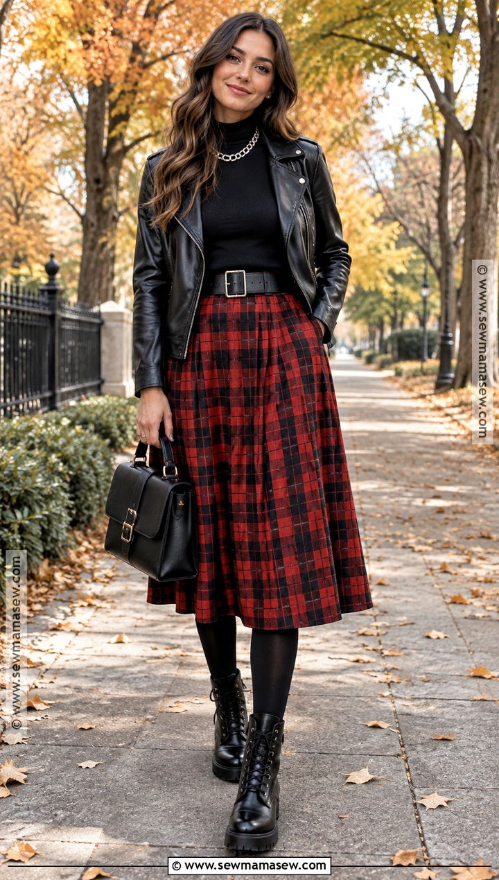 Edgy Fall Plaid Skirt And Combat Boots Outfit - 15 Edgy Fall Fashion Ideas 2026