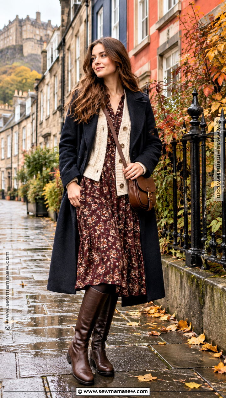 Edinburgh Autumn Floral Dress Outfit - 25 edinburgh outfit autumn ideas