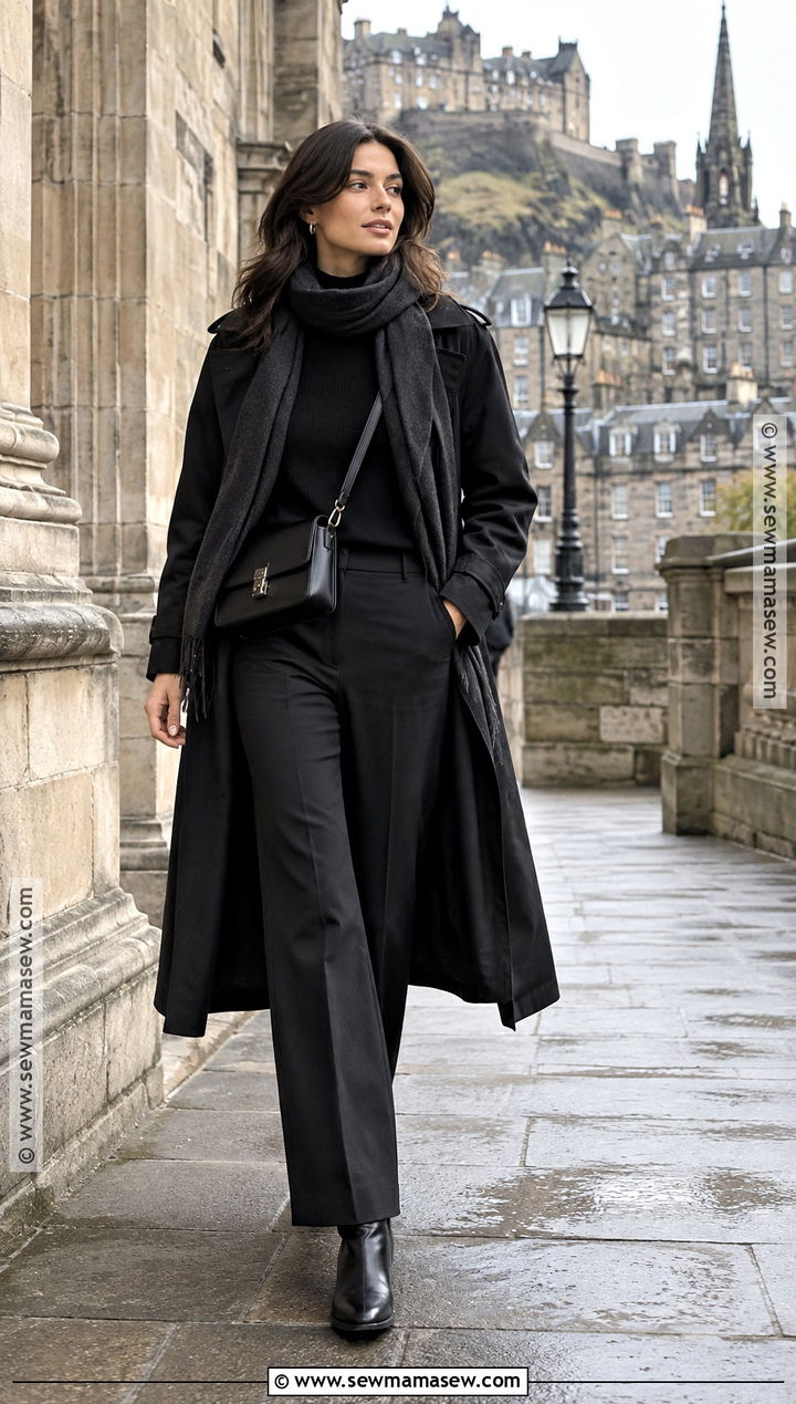 Edinburgh October Monochrome Black Layered Outfit - 15 edinburgh october outfit ideas