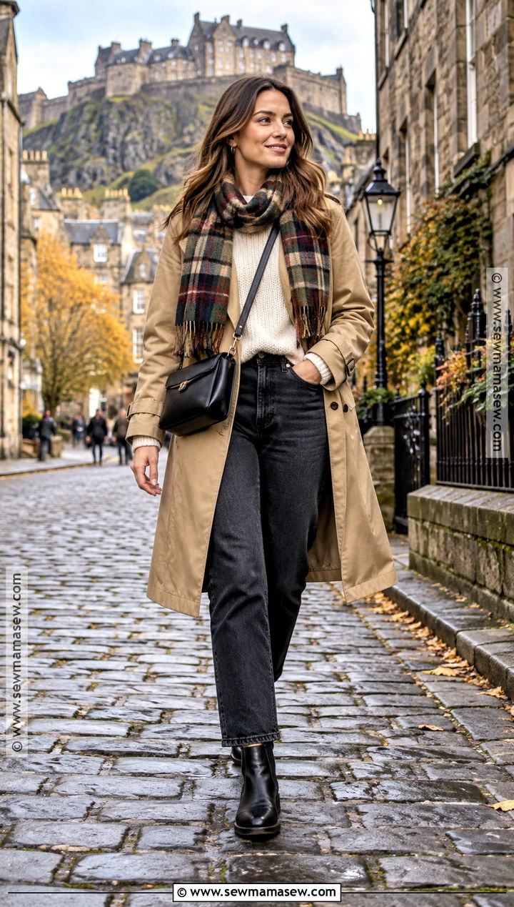 Edinburgh October Trench Coat And Jeans Outfit - 15 edinburgh october outfit ideas