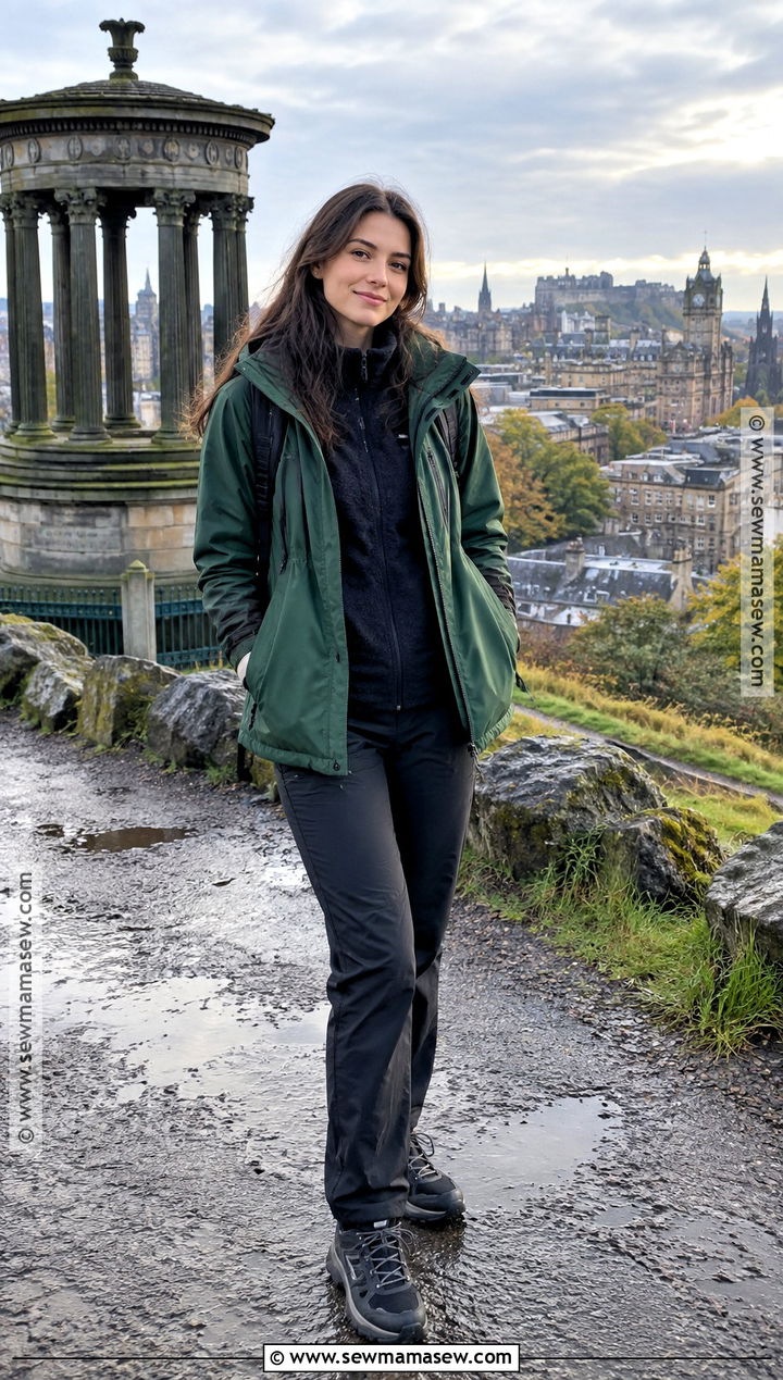 Edinburgh October Waterproof Jacket And Black Pants Outfit - 15 edinburgh october outfit ideas