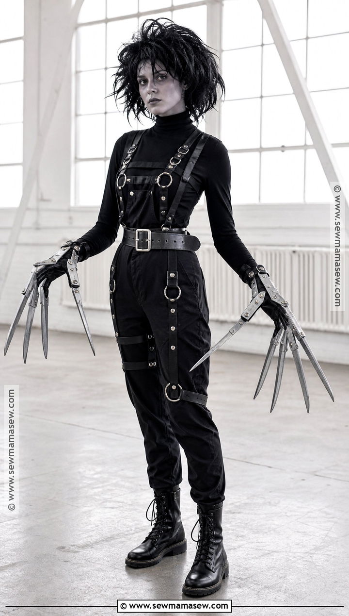 Edward Scissorhands Costume With Black Overalls - 30 Edward Scissorhands Costume Ideas for Women