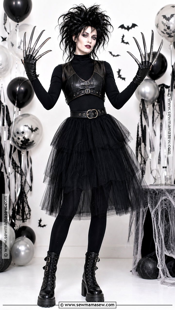 Edward Scissorhands Costume With Black Tulle Skirt - 30 Edward Scissorhands Costume Ideas for Women