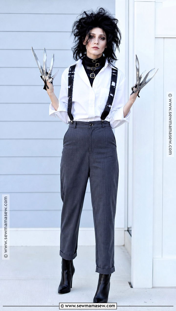 Edward Scissorhands Costume With White Shirt And Suspenders - 30 Edward Scissorhands Costume Ideas for Women