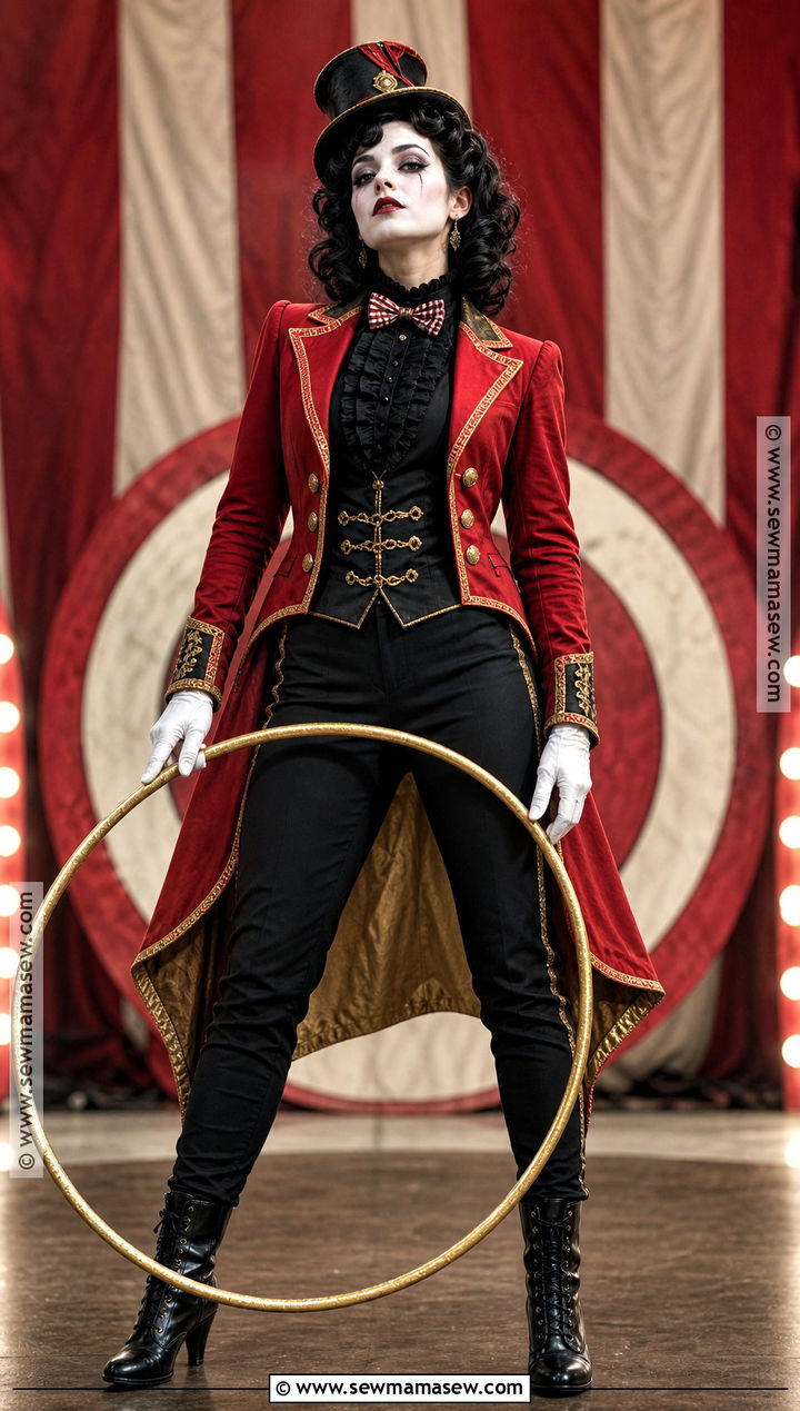 Eerie Ringmaster Costume With Red Tailcoat - 35 scary halloween costume ideas for women