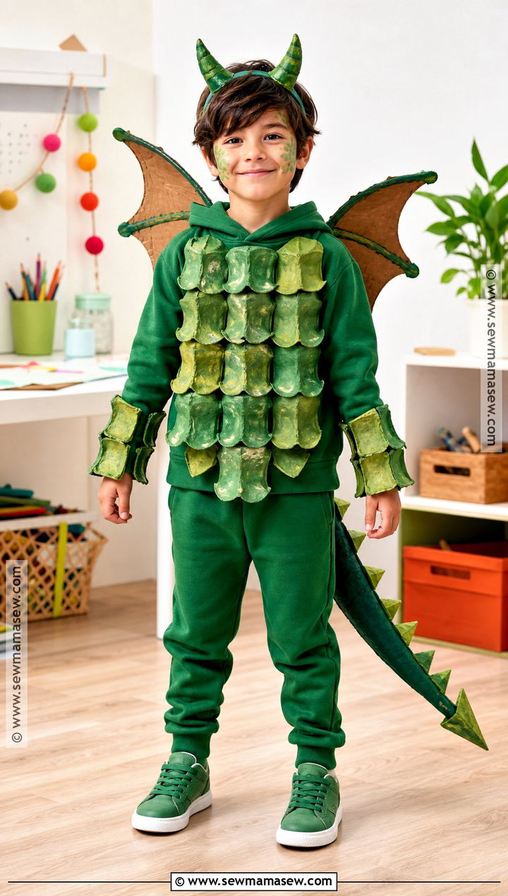 Egg Carton Dragon Recycled Costume - 30 Recycled Costume Ideas