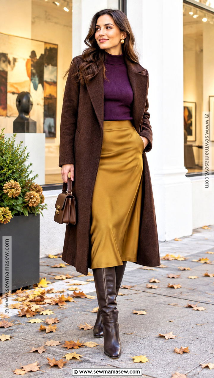 Eggplant And Mustard Fall Outfit - 25 Fall Colors Outfits