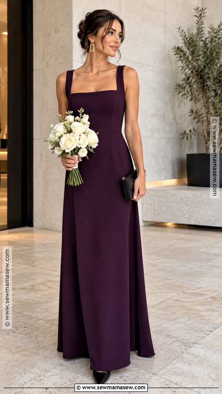 Eggplant Crepe Bridesmaid Dress - 20 fall colored bridesmaid dresses
