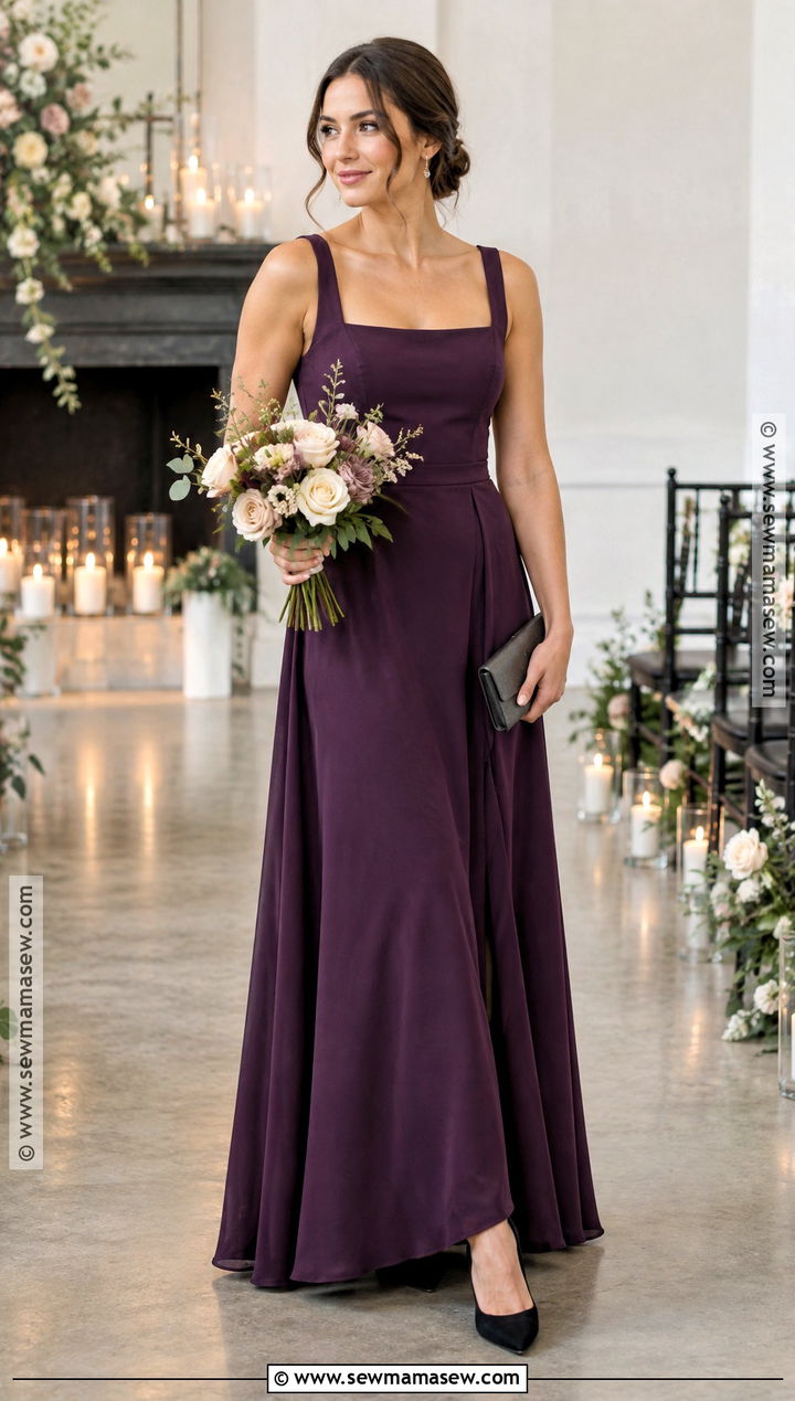 Eggplant Crepe Bridesmaid Dress - 20 fall color bridesmaid dresses