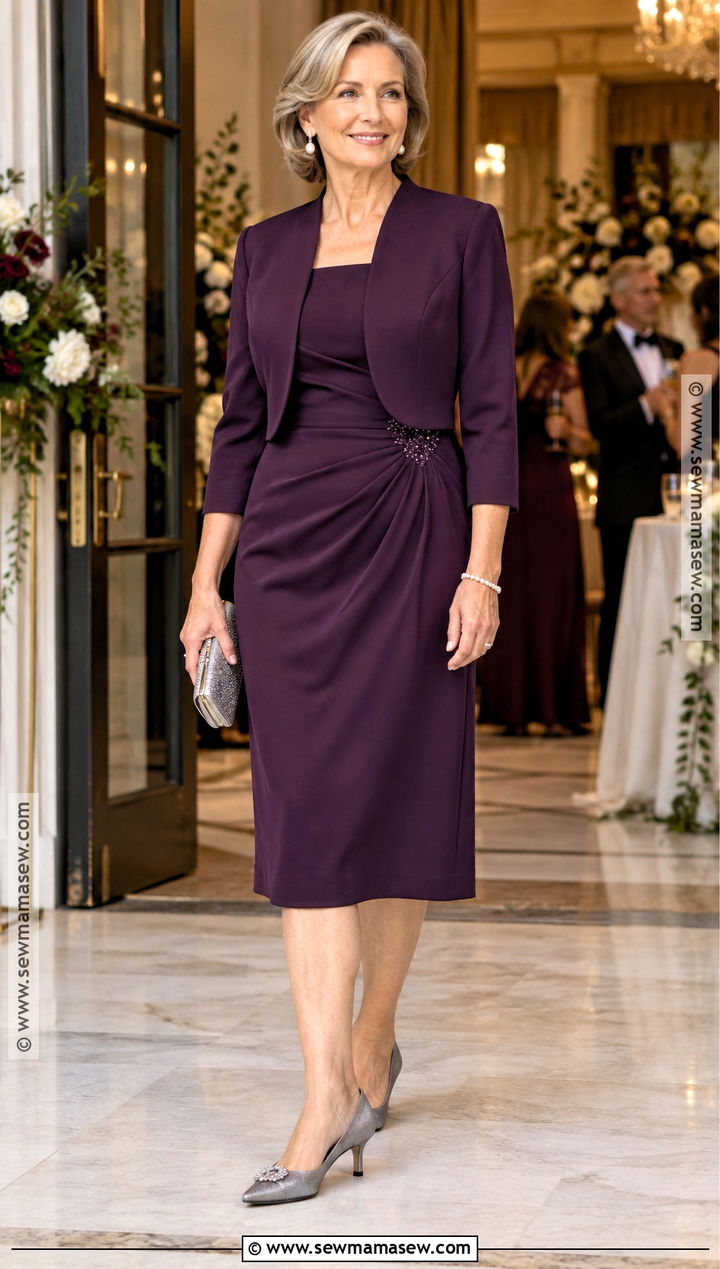 Eggplant Jacket Mother Of The Groom Dress - 15 mother of groom fall dresses
