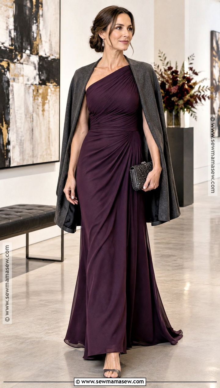 Eggplant One Shoulder Mother of the Bride Dress - 15 Mother Of Bride Dresses Fall Wedding