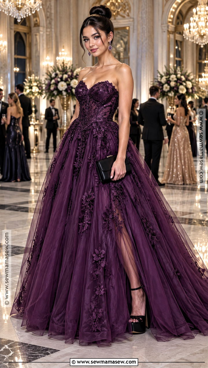 Eggplant Purple Ball Gown Prom Dress - 15 Fall Colored Prom Dresses