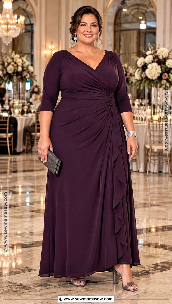 Eggplant Ruched Plus Size Mother of the Groom Dress - 15 mother of the groom fall dresses