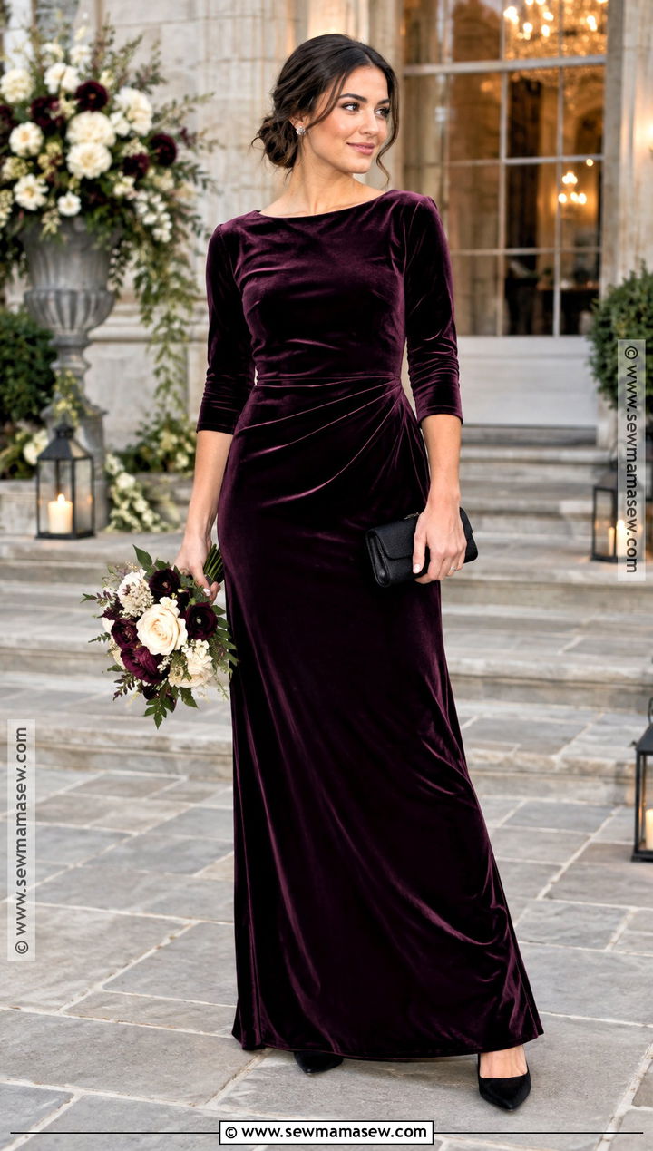 Eggplant Velvet Fall Bridesmaid Dress - 25 fall wedding bridesmaid dresses