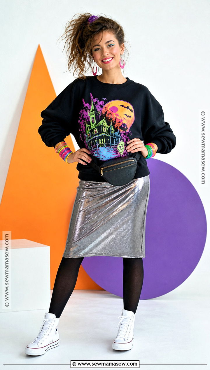 Eighties Halloween Outfit With Metallic Skirt - 50 halloween outfits